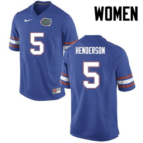 Women's Florida Gators #5 CJ Henderson NCAA Nike Blue Authentic Stitched College Football Jersey FPP0762UT